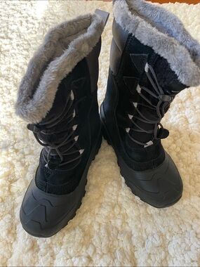The North Face Black Winter Boots with Gray Faux Fur Trim